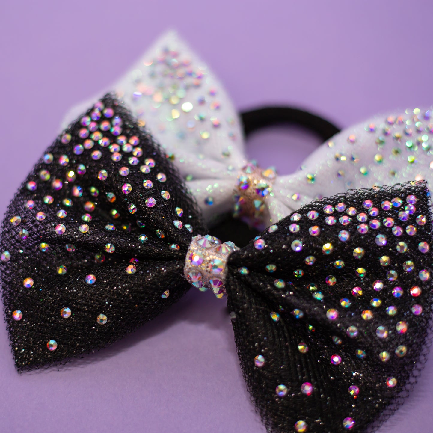 Rhinestone dipped hair bow with hair tie, cbcsportswear