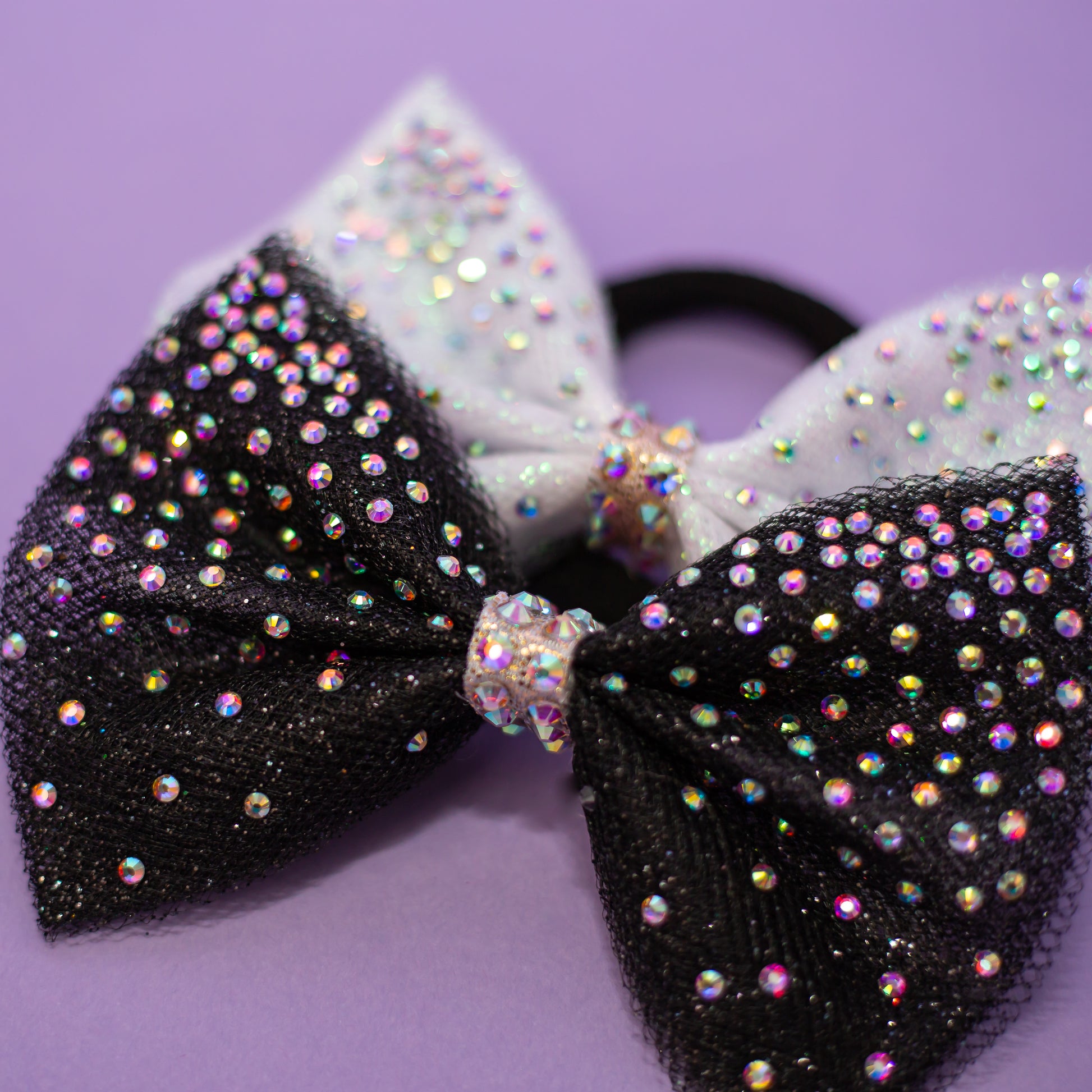 Rhinestone dipped hair bow with hair tie, cbcsportswear