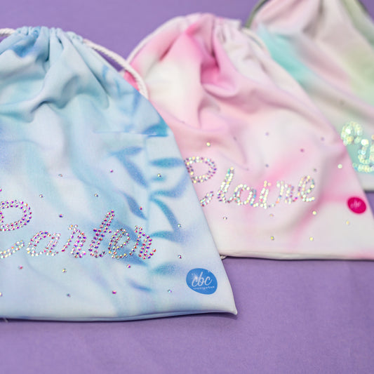 Rhinestone watercolor grip bags shown in all available colors, cbcsportswear