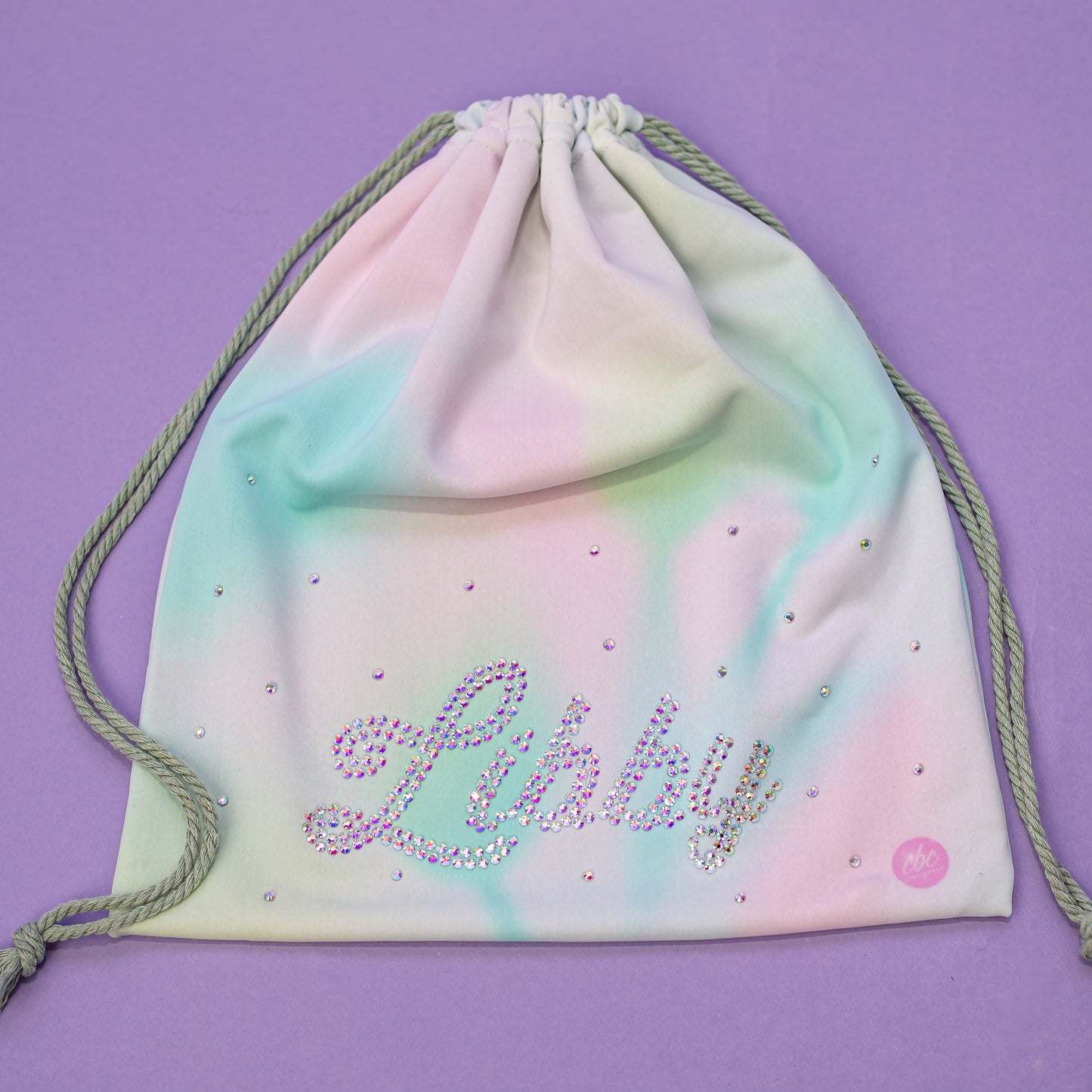 Rhinestone watercolor grip bag in turquoise, cbcsportswear