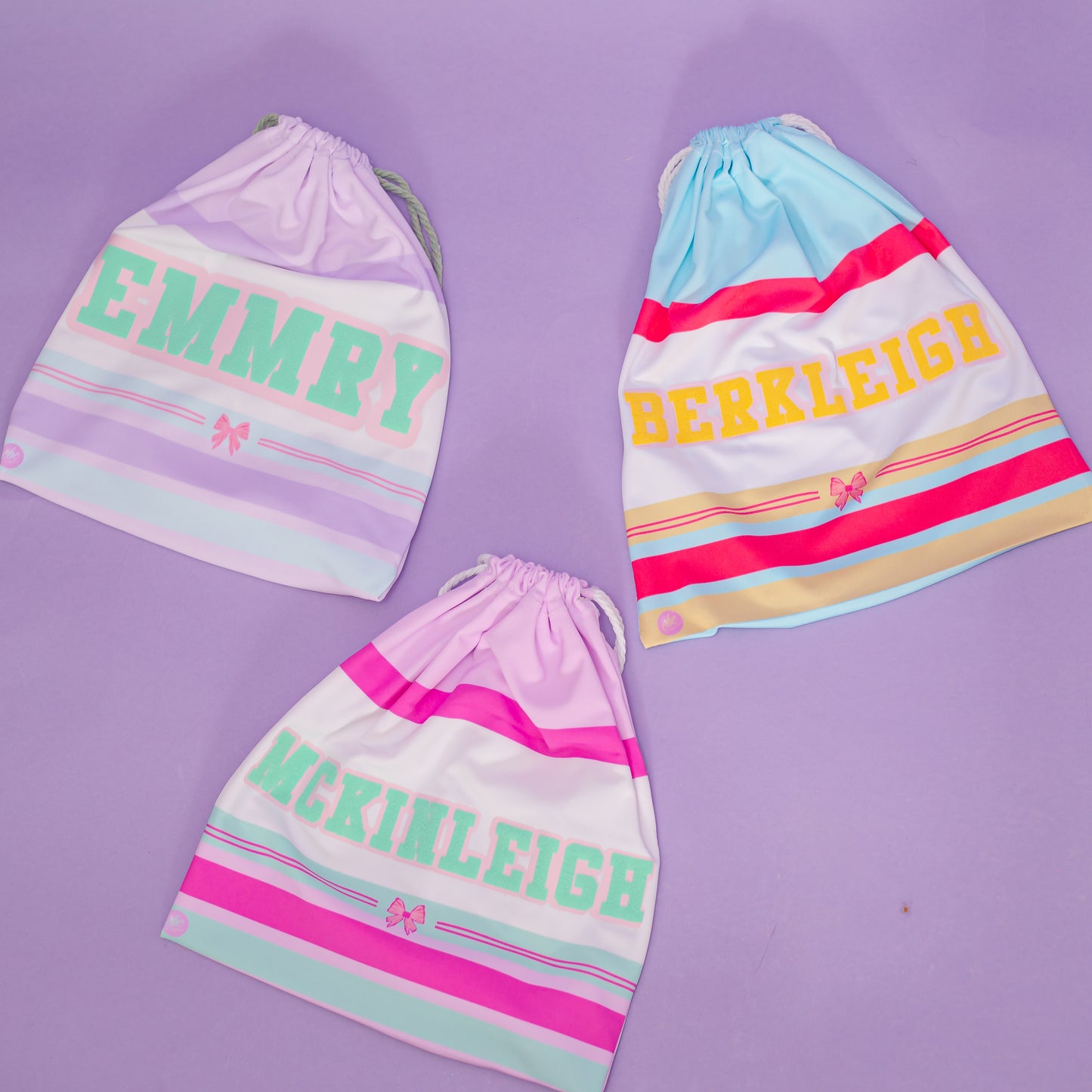 Personalized pastel preppy grip bag with name, cbcsportswear