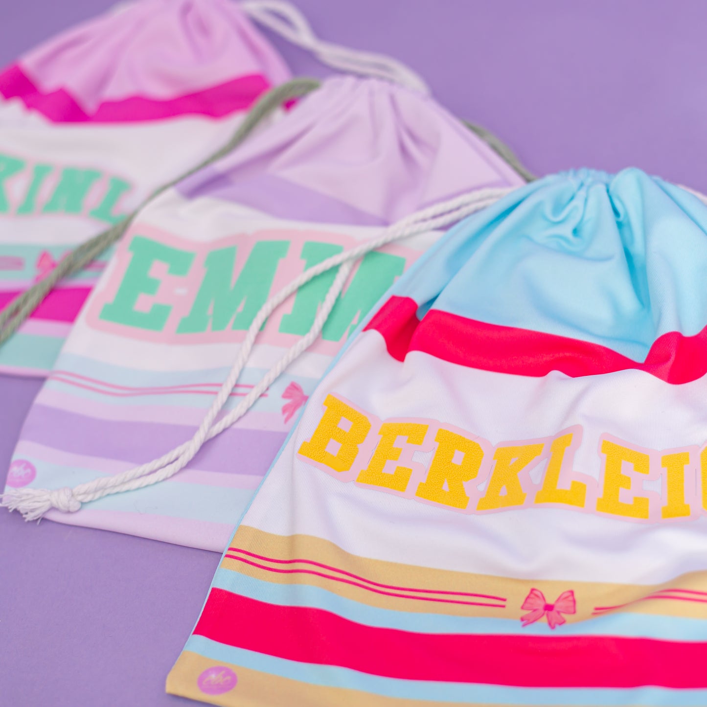 Pastel preppy grip bag detail, cbcsportswear