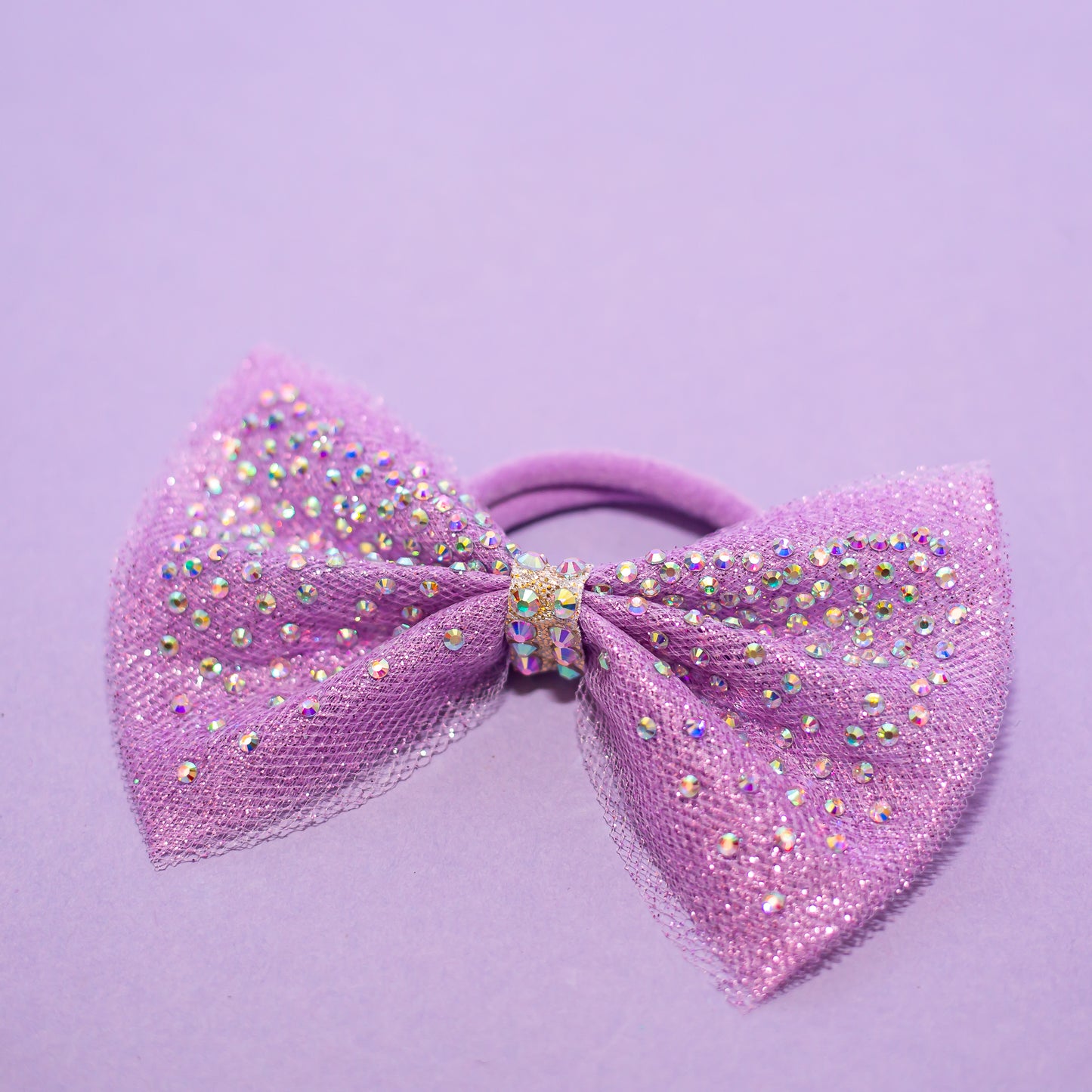 Rhinestone dipped hair bow, crystal AB stones, cbcsportswear