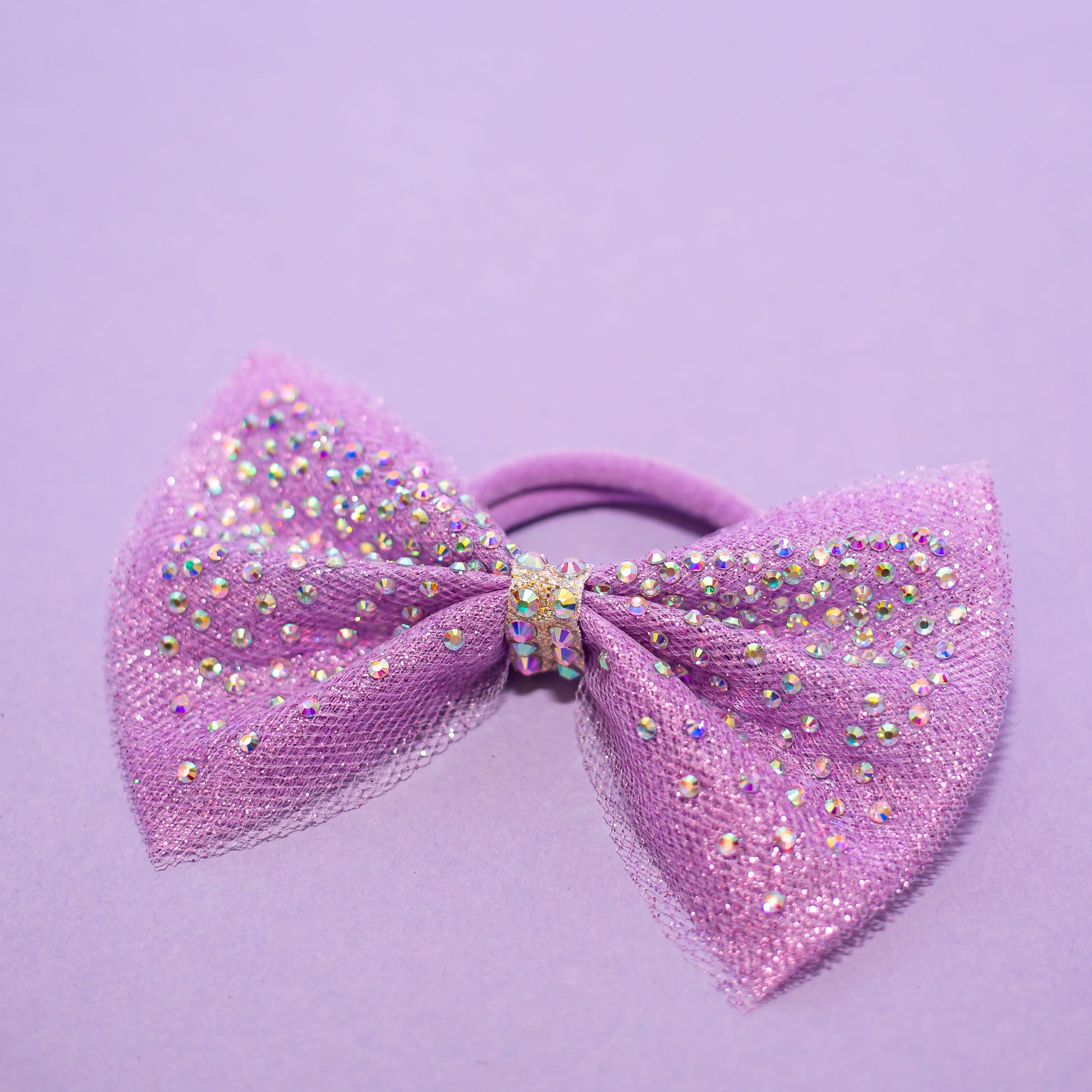 Rhinestone dipped hair bow, crystal AB stones, cbcsportswear