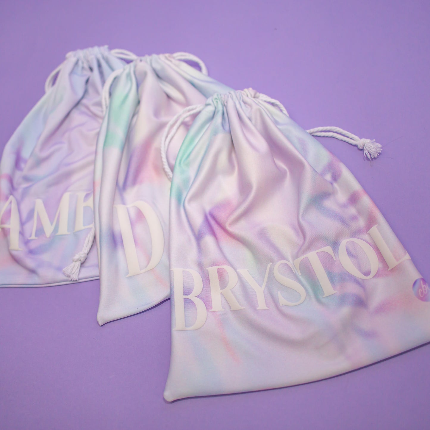 Watercolor gymnastics grip bag detail, cbcsportswear