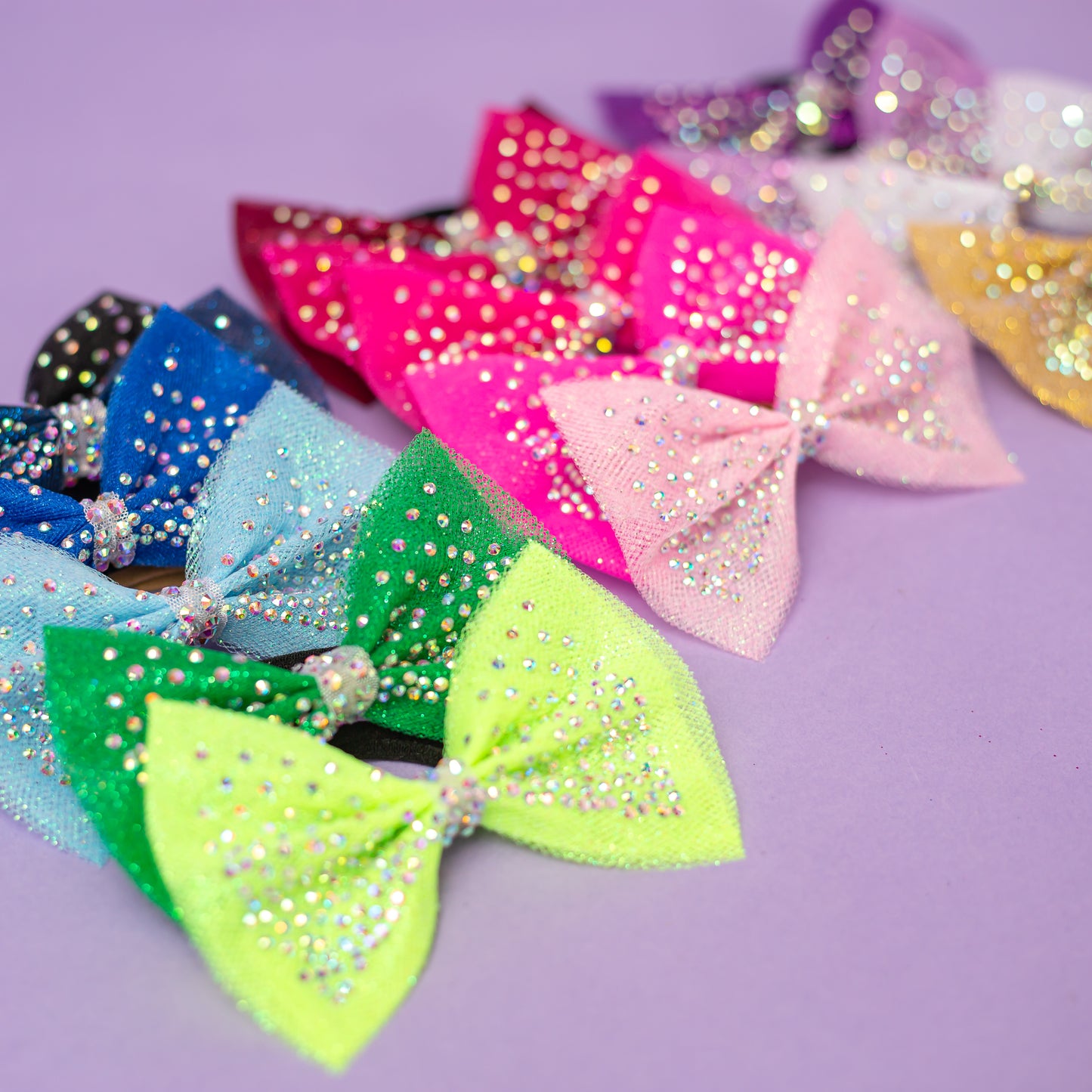 Gymnastics hair bow rhinestone dipped in crystal AB stones, cbcsportswear