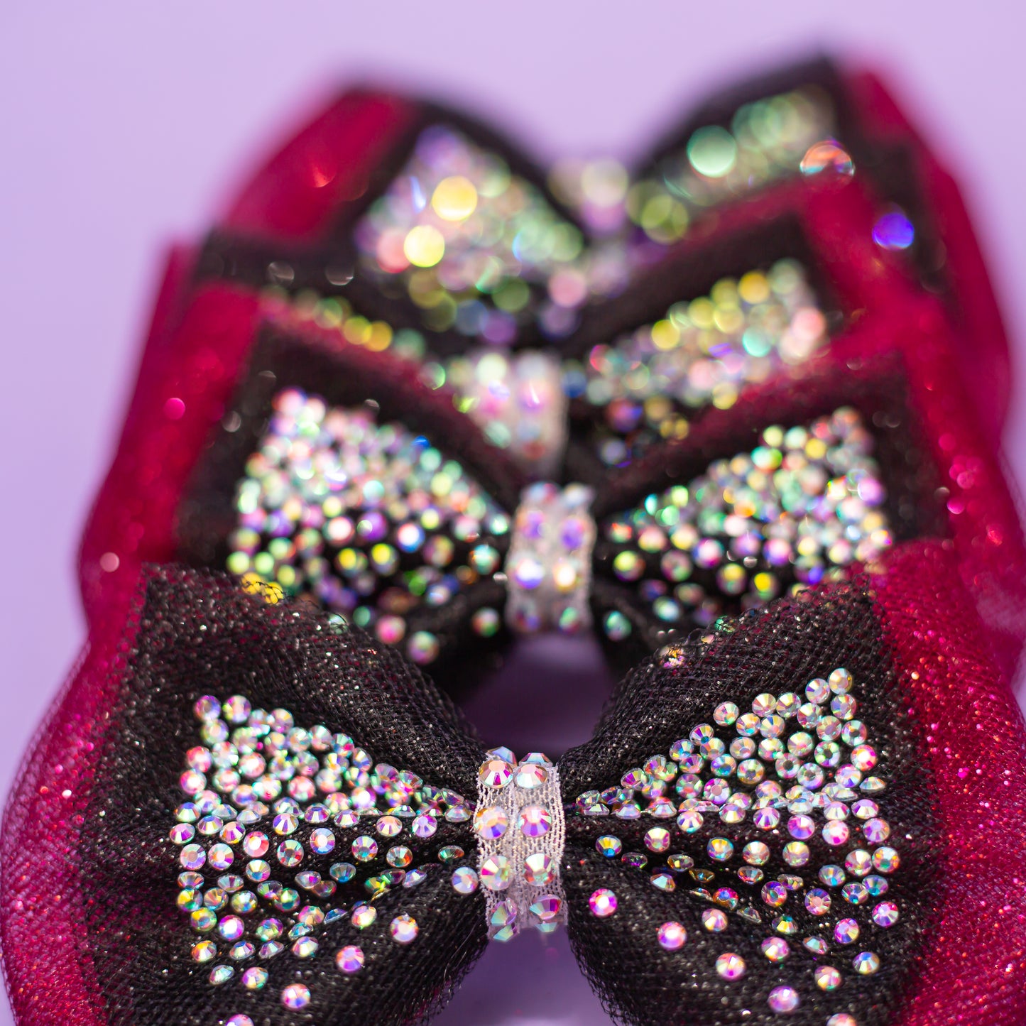 Two layer rhinestone dipped hair bow, custom colors, cbcsportswear