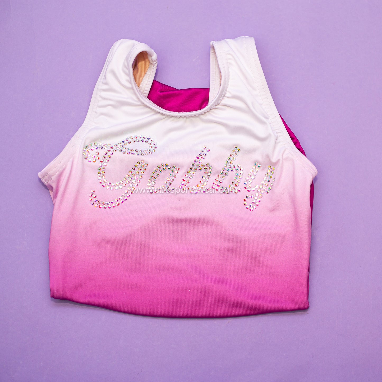Ombre personalized leotard for gymnastics practice and competition, cbcsportswear