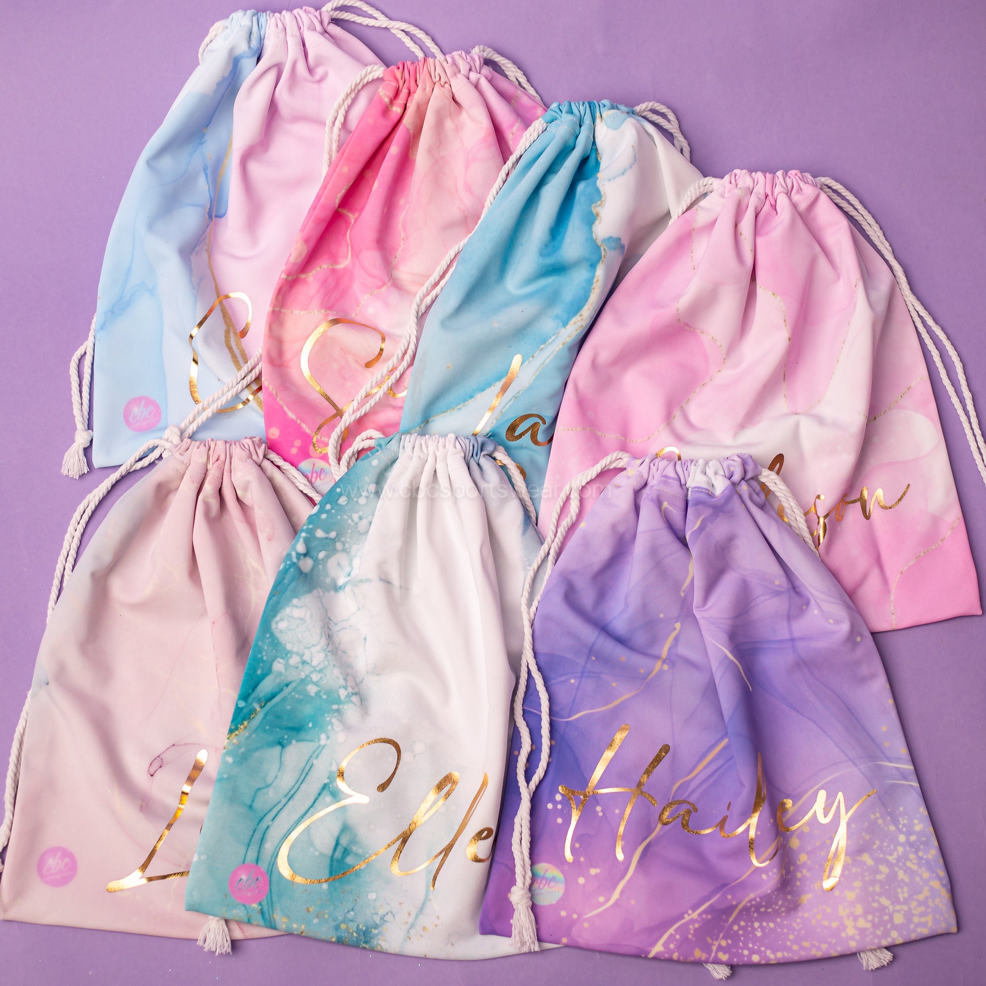 Gold marble grip bag for gymnastics team gift, cbcsportswear