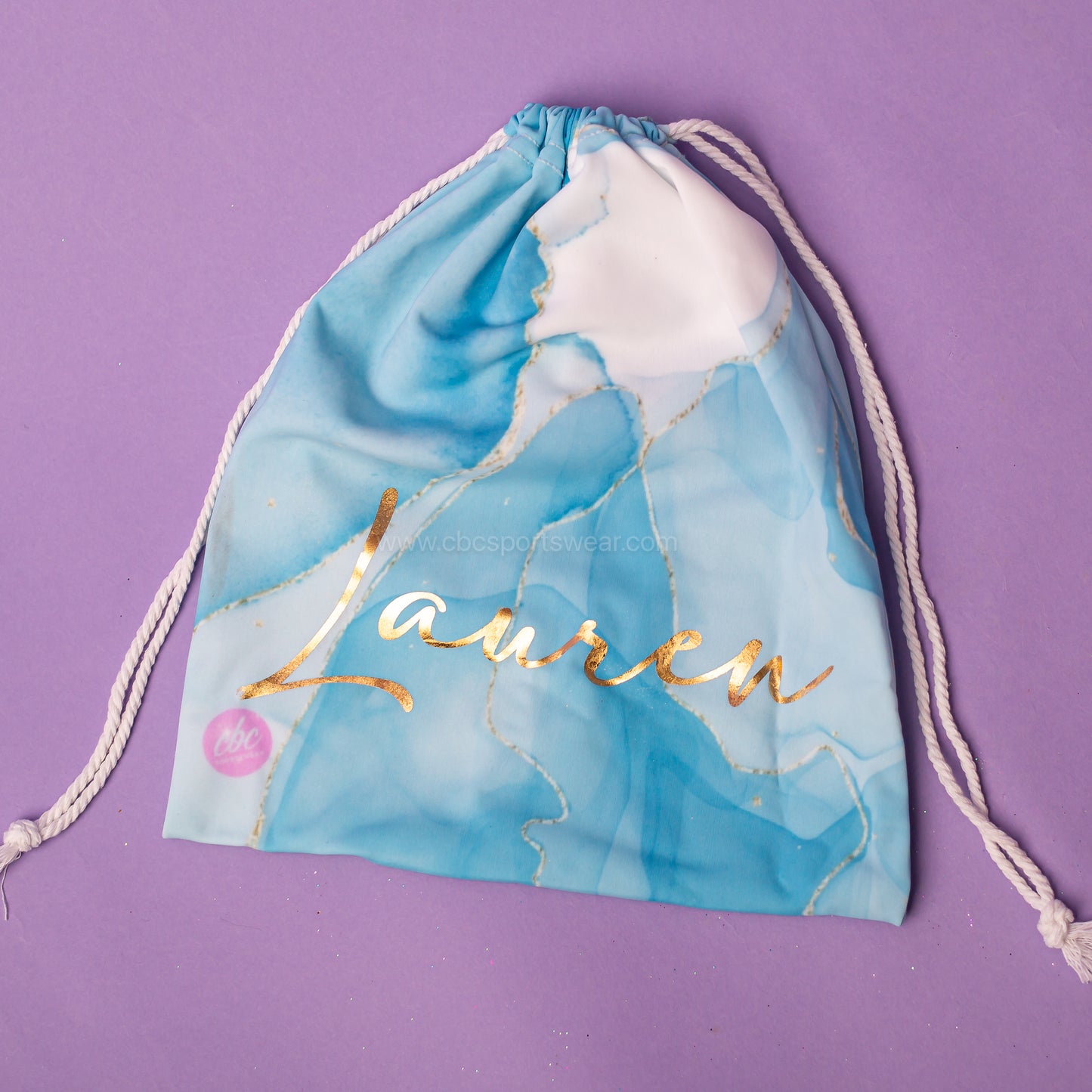 Gold marble grip bag in blue marble, cbcsportswear