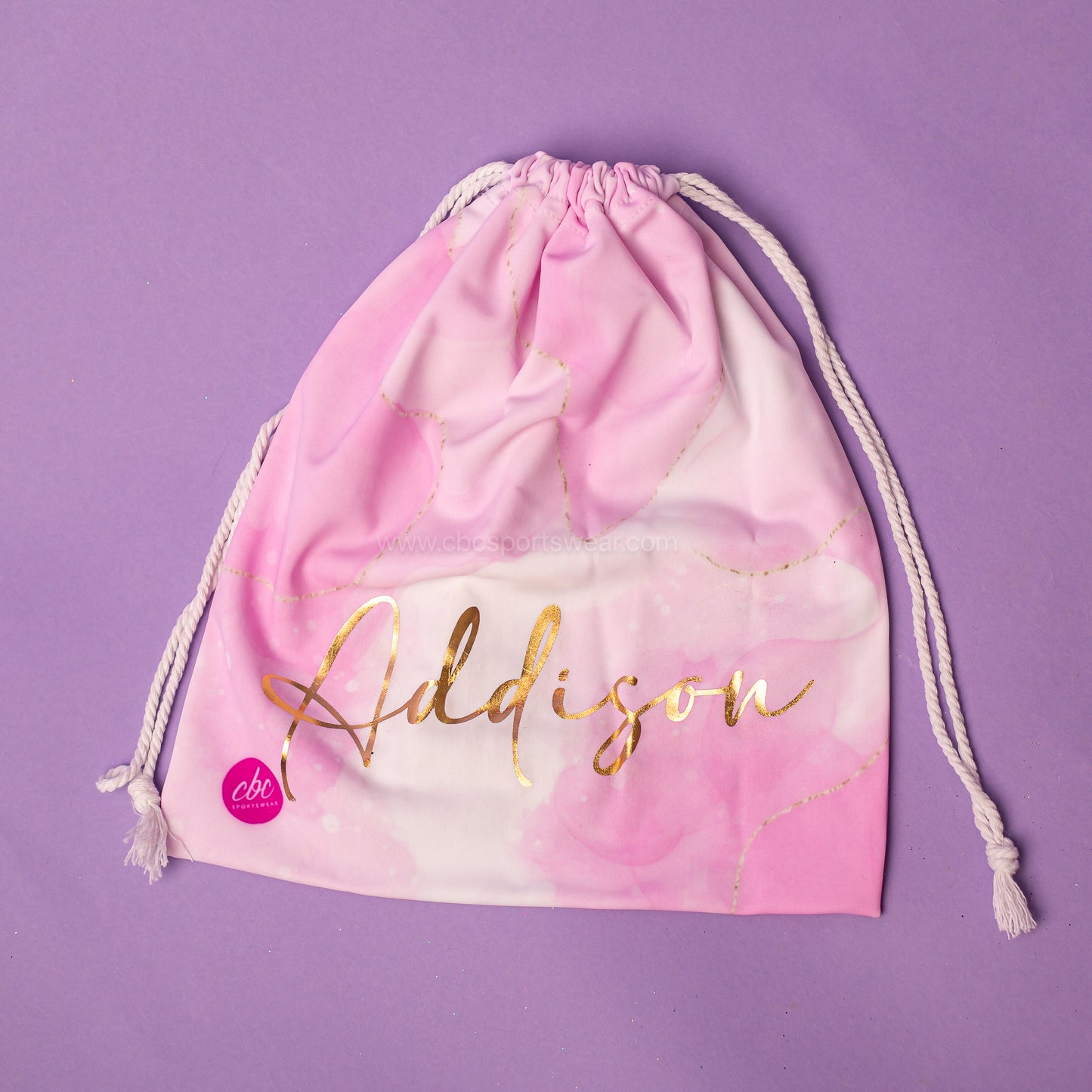 Gold marble grip bag in pink marble, cbcsportswear