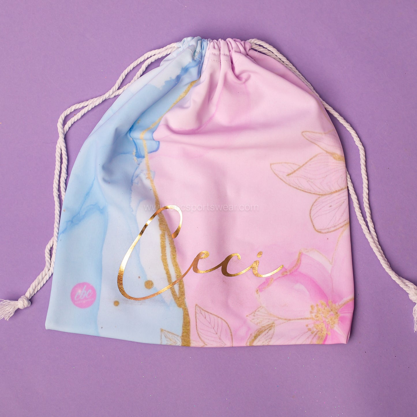 Gold marble grip bag in pink and blue marble, cbcsportswear