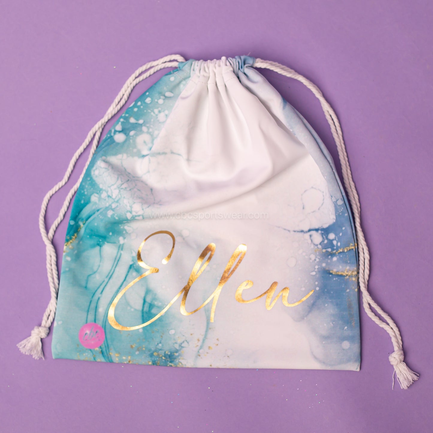 Gold marble grip bag in blue and green marble, cbcsportswear