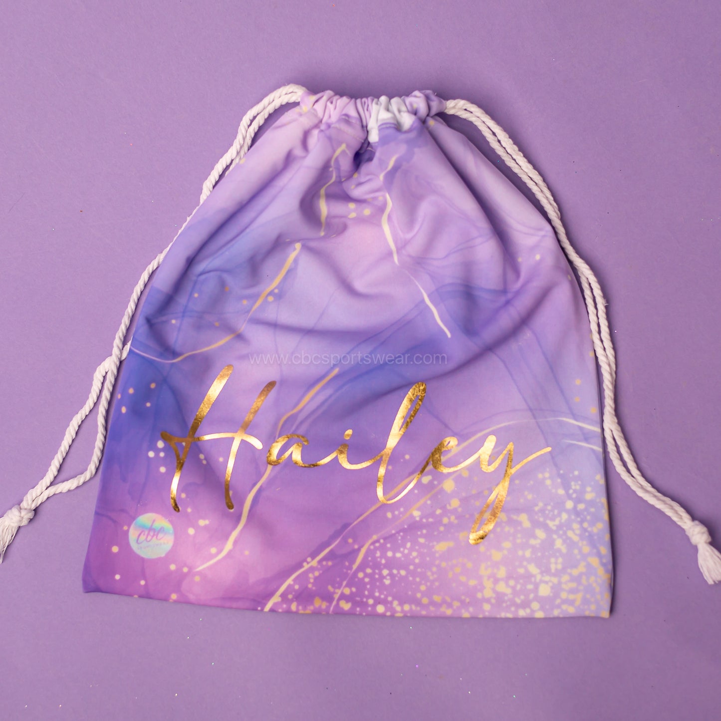 Gold marble grip bag in purple marble, cbcsportswear
