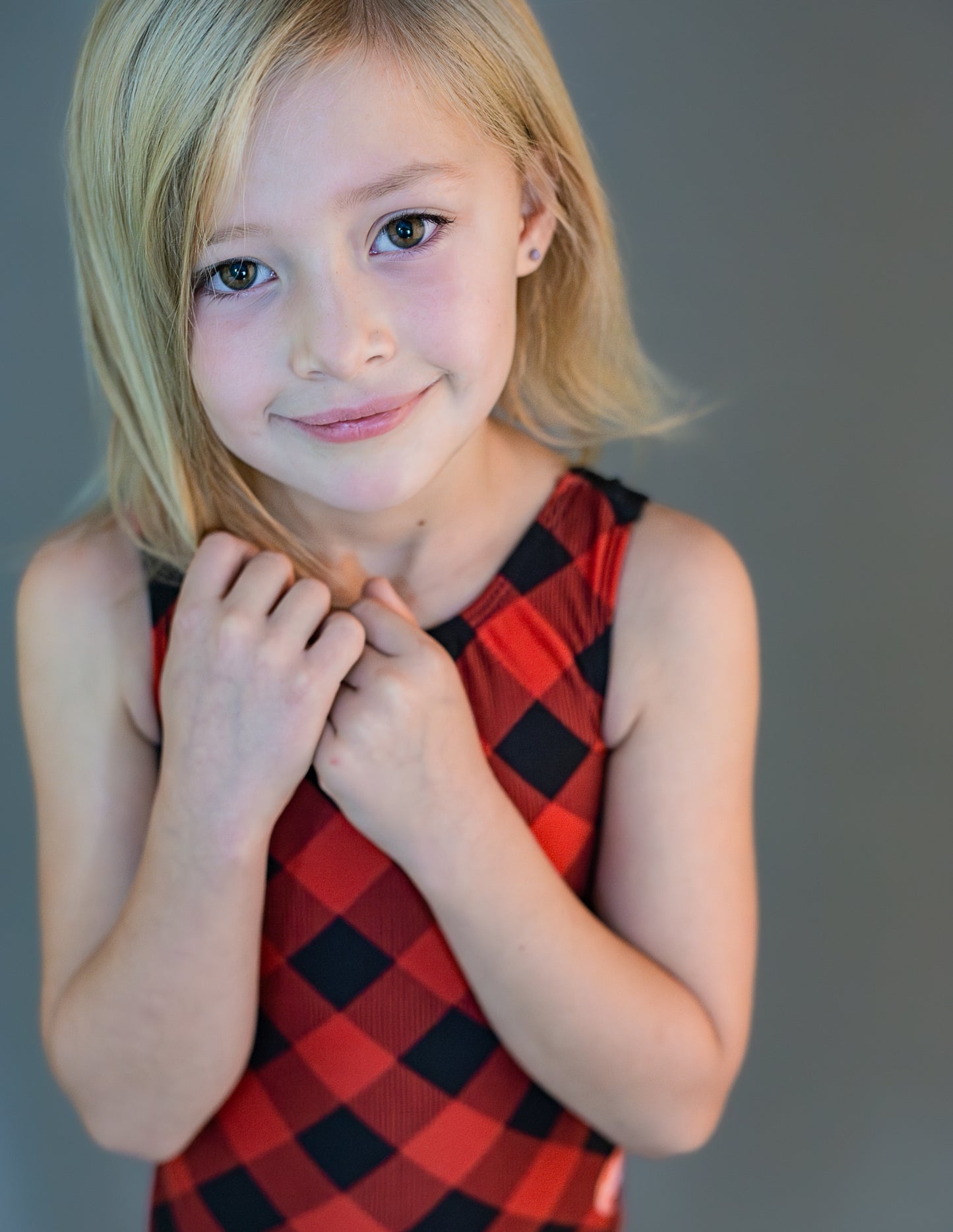 Softy tank leotard-Buffalo plaid