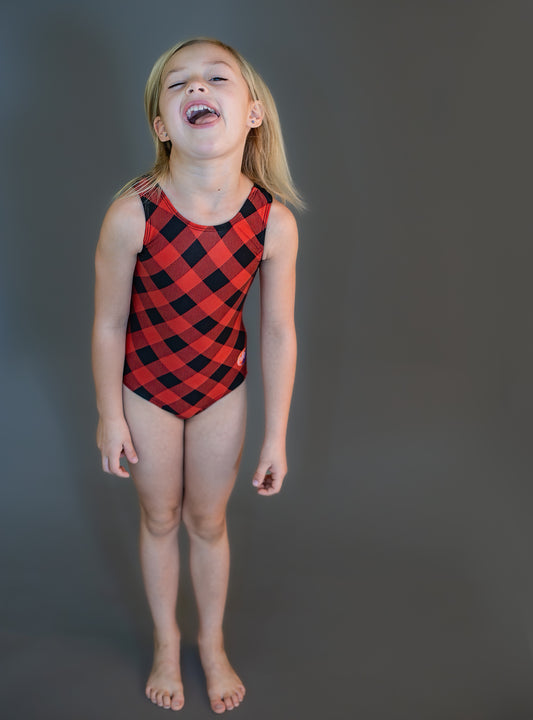 Softy tank leotard-Buffalo plaid