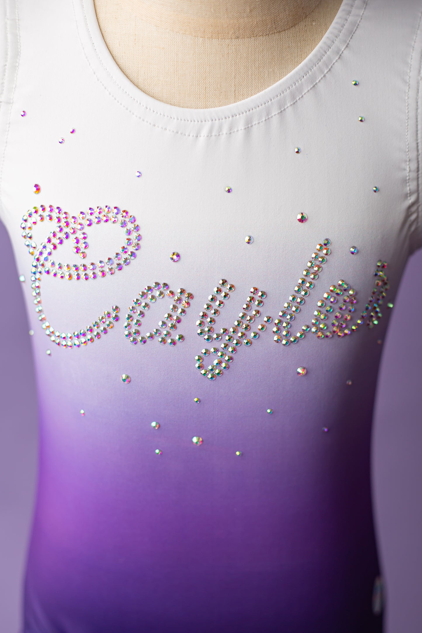 Ombre personalized rhinestone gymnastics leotard, cbcsportswear