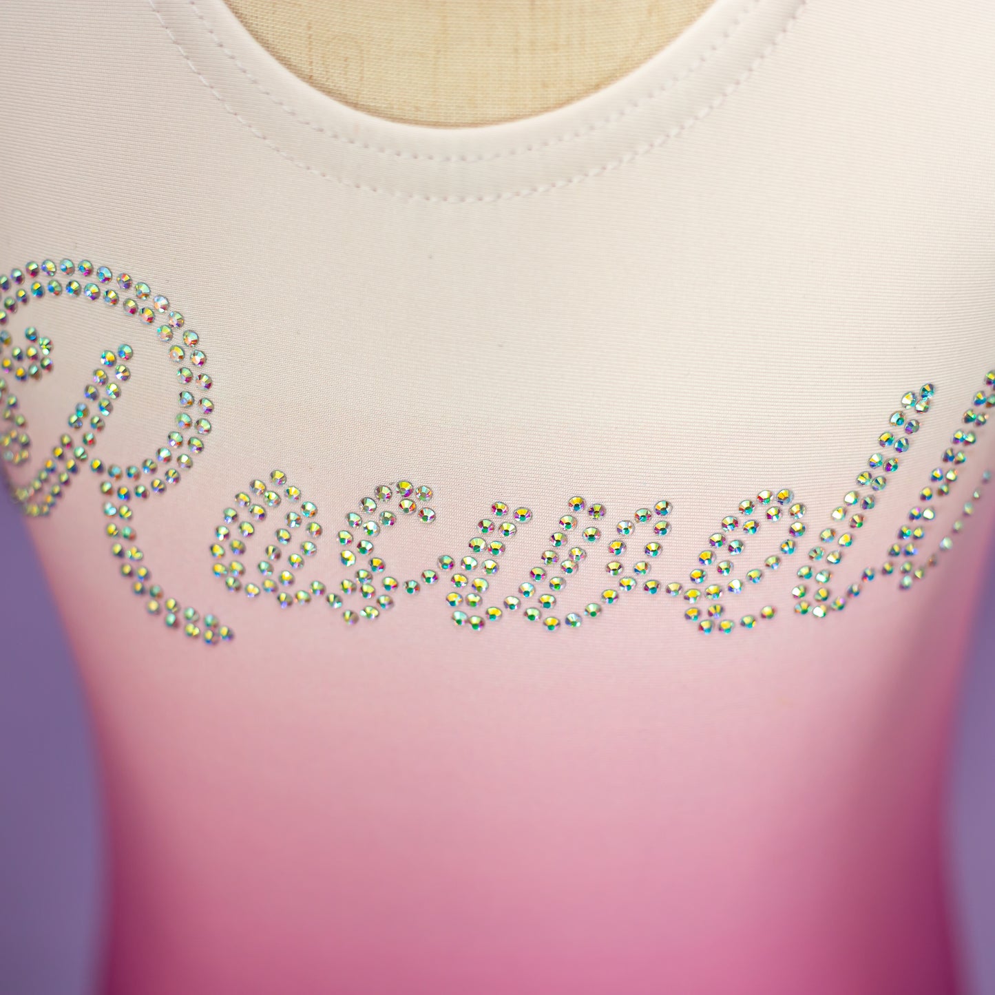 Ombre personalized rhinestone leotard for competition, cbcsportswear