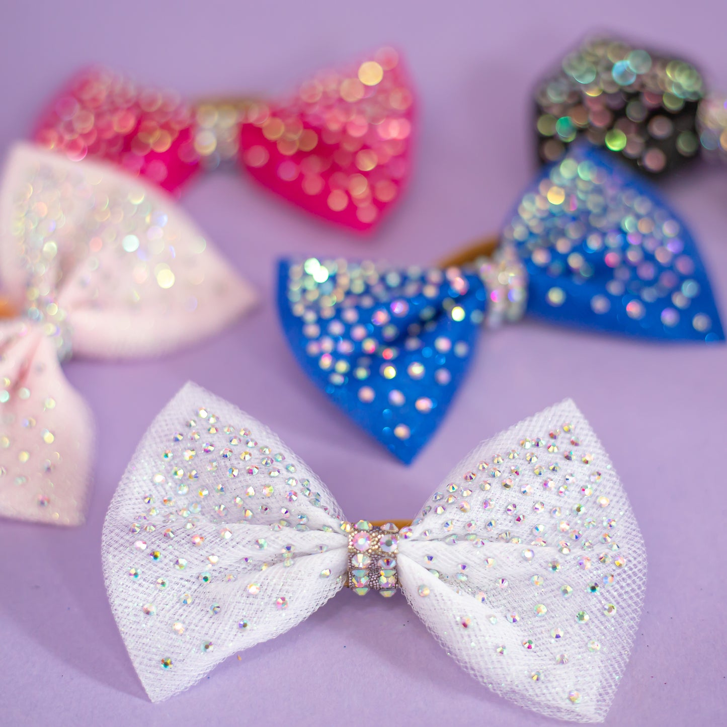 Rhinestone dipped hair bow, competition sparkle, cbcsportswear