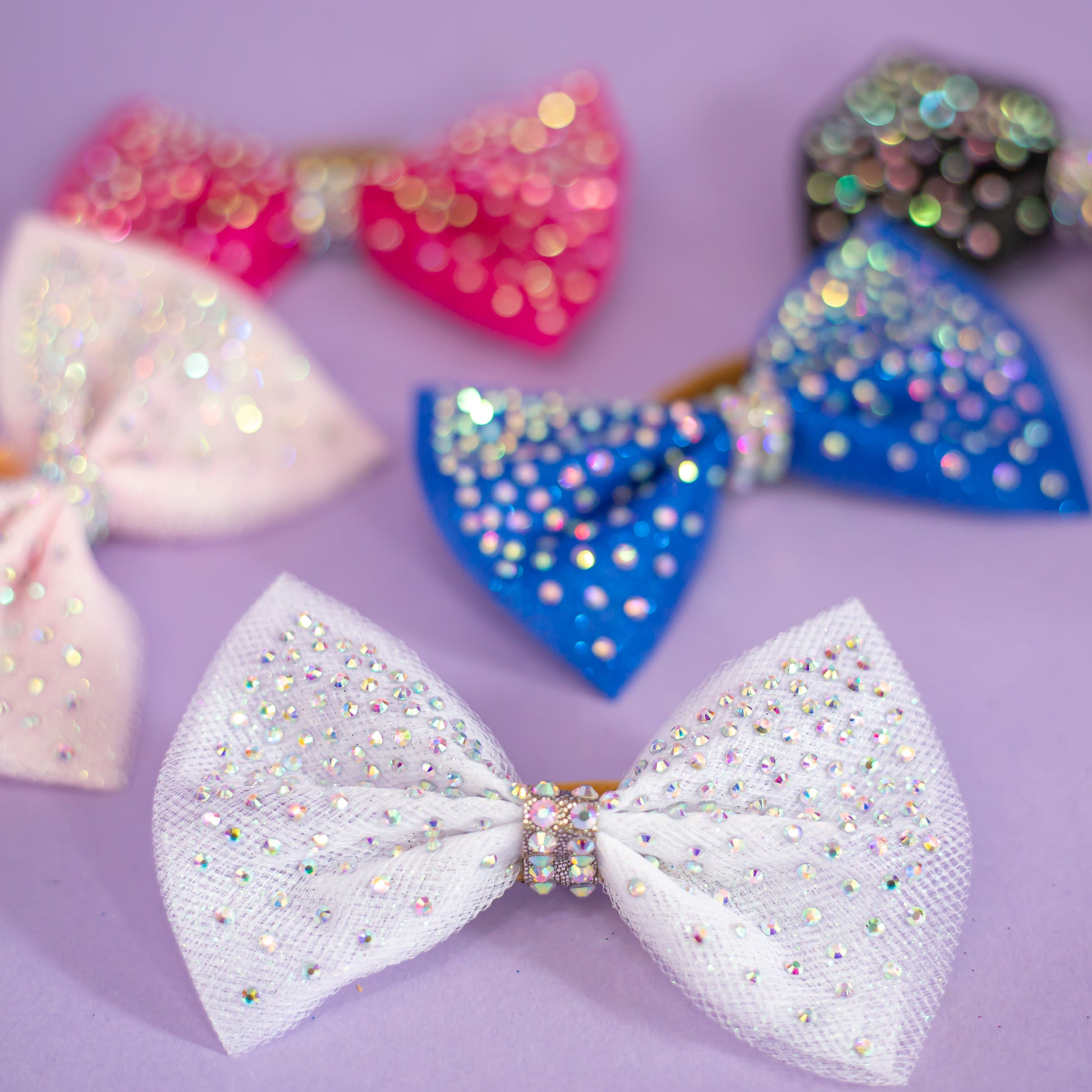 Rhinestone dipped hair bow, competition sparkle, cbcsportswear
